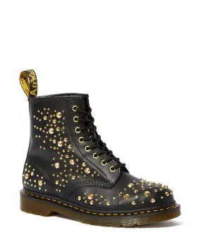 1460 Midas Black Smooth Studded Leather Lace Up Boots