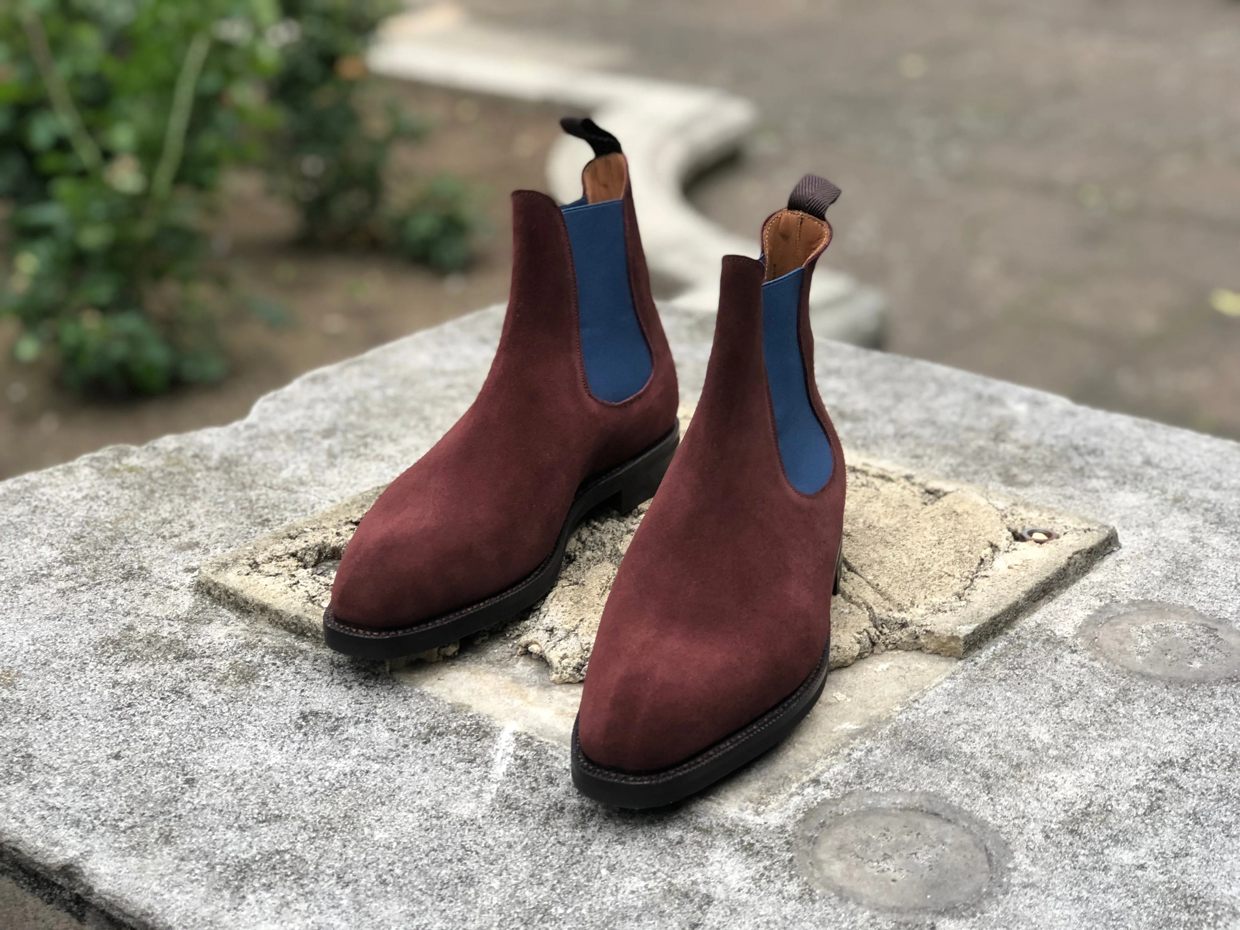 Alki - MTO - Burgundy Suede / Blue Gore - LPB Last - Double City Rubber Sole