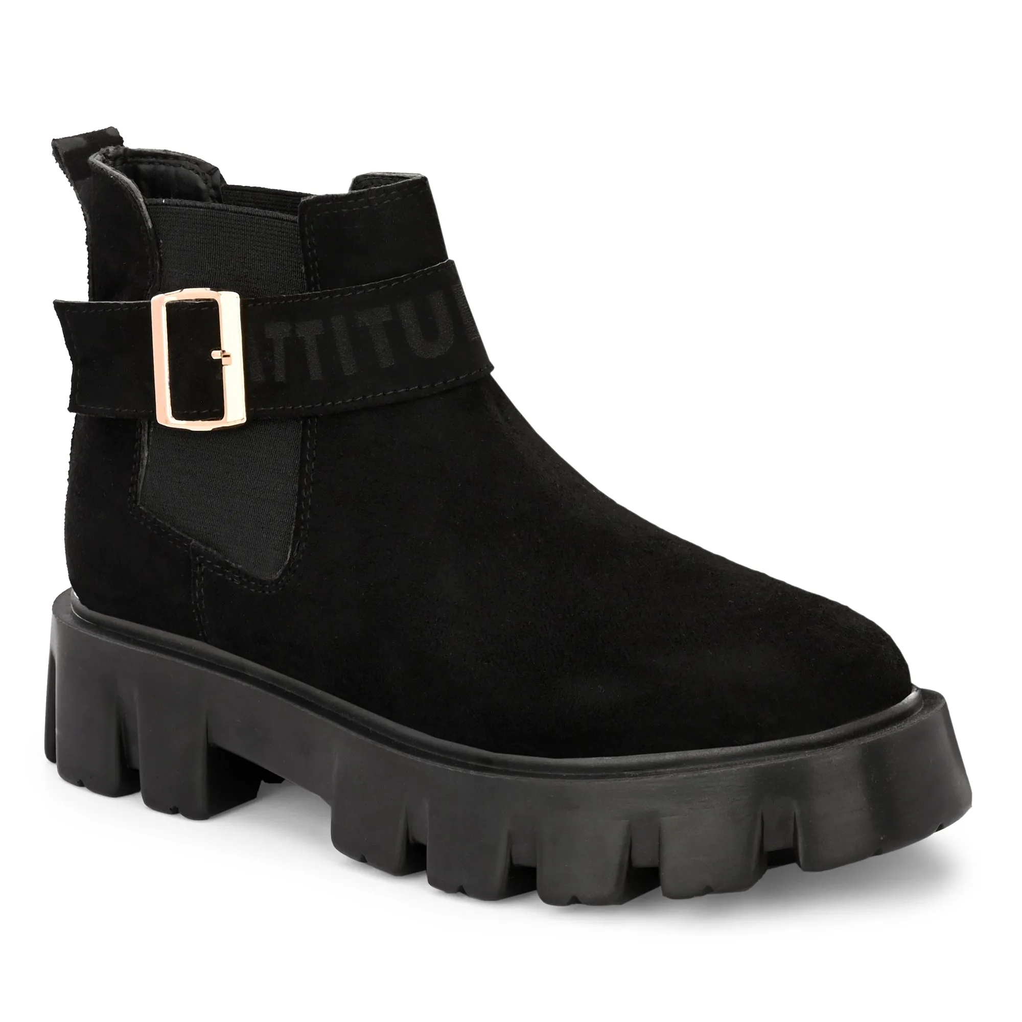 Attitudist Unisex Black Mid Top High Heel Jodhpur Boots