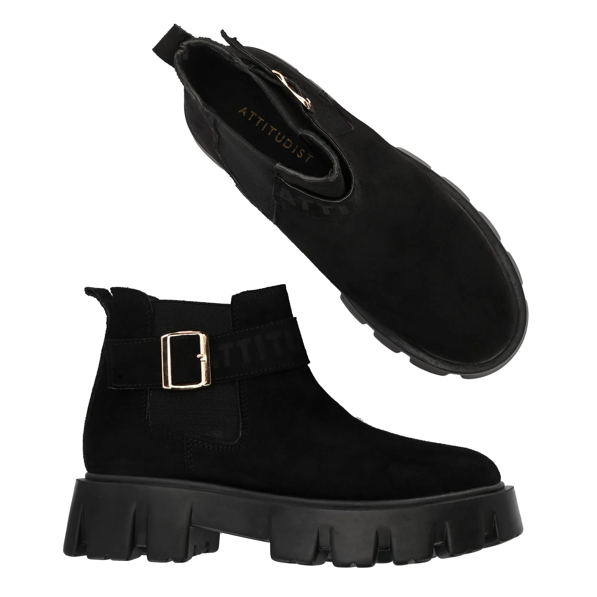 Attitudist Unisex Black Mid Top High Heel Jodhpur Boots