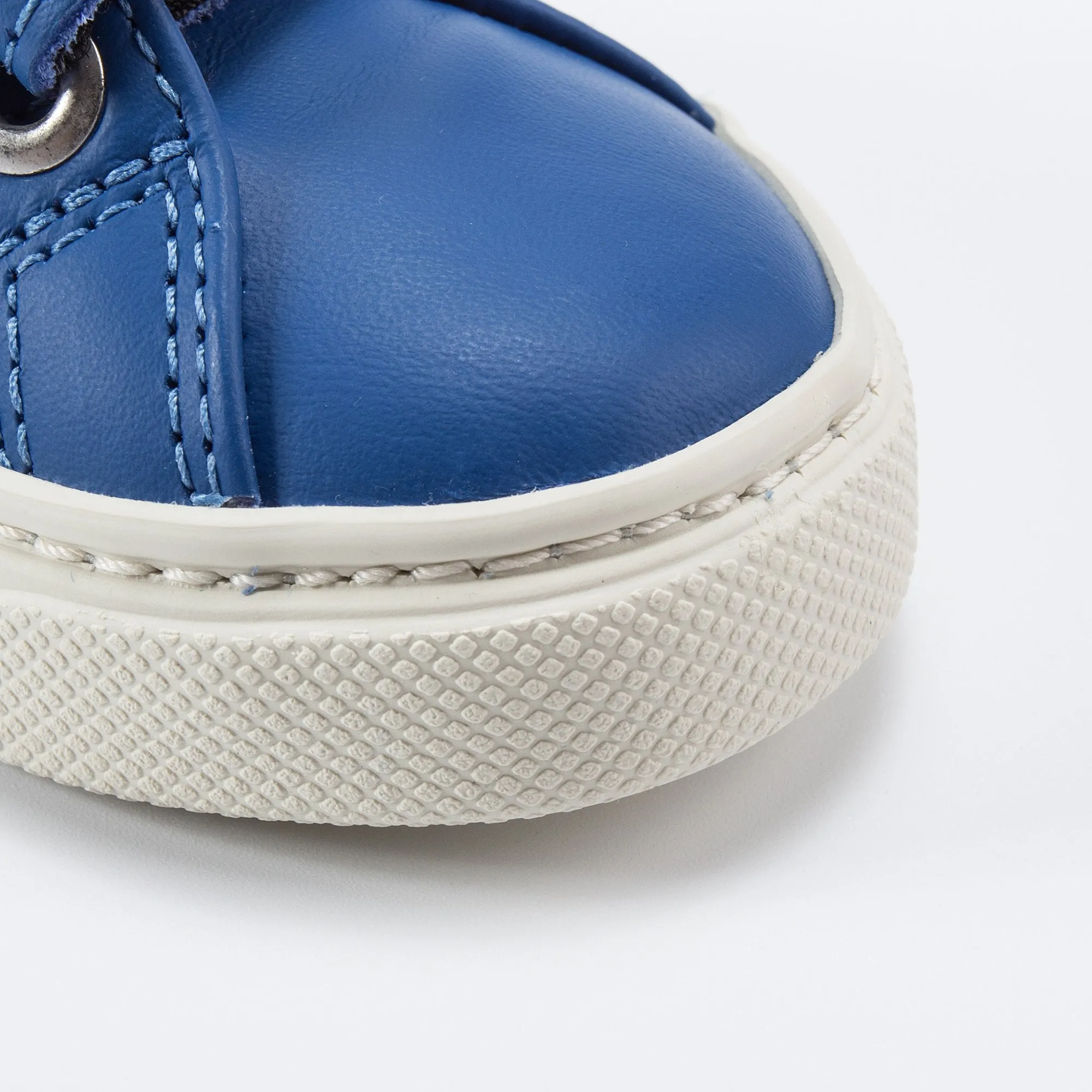 Baby Blue Leather Velcro With White "V" Shoes