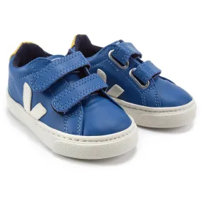 Baby Blue Leather Velcro With White "V" Shoes