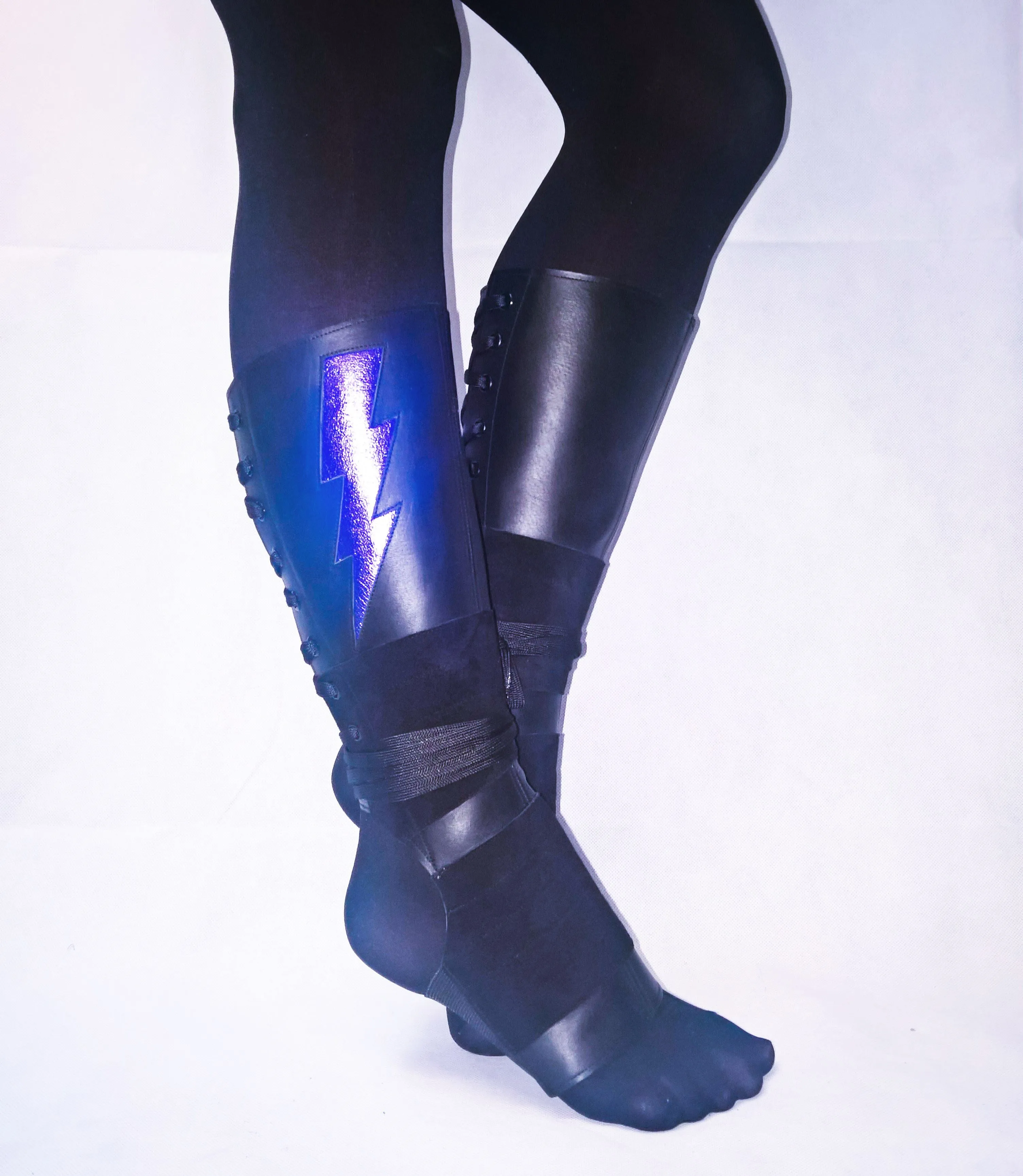 Black Aerial boots w/ Purple metallic ZIGGY Bolt   Suede Grip