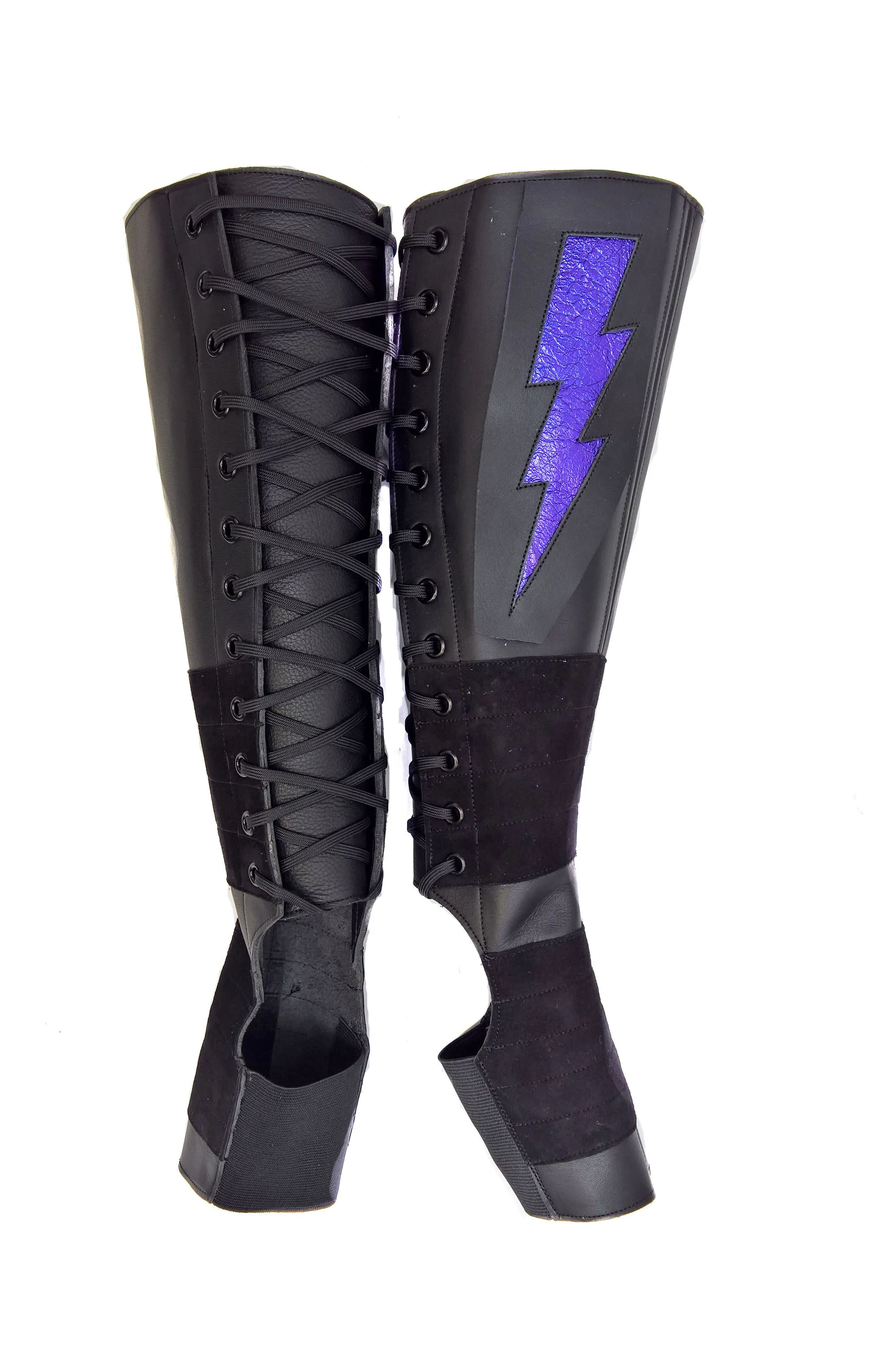 Black Aerial boots w/ Purple metallic ZIGGY Bolt   Suede Grip