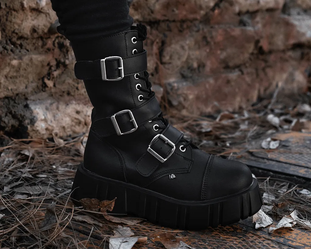 Black TUKskin 3-Buckle Anarchic Airship Boot