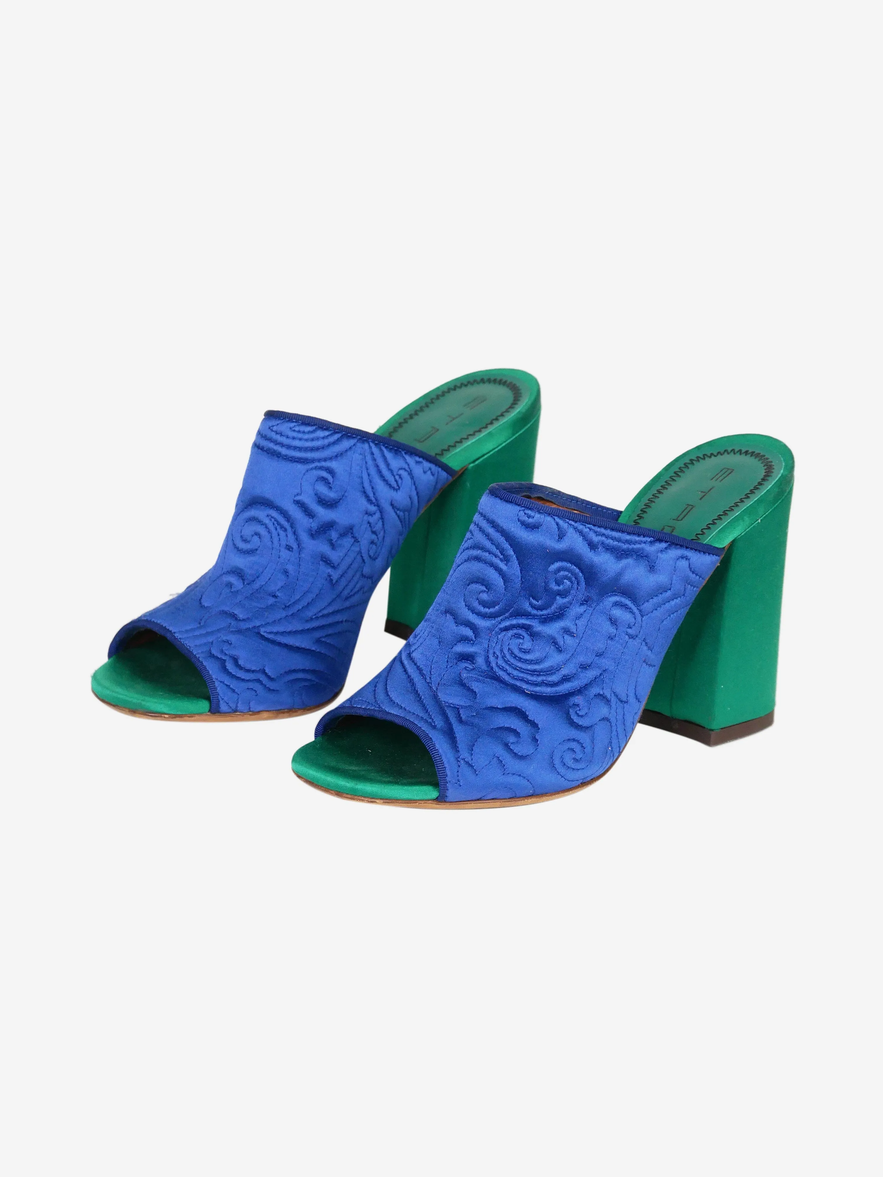 Blue embroidered heels - size EU 36