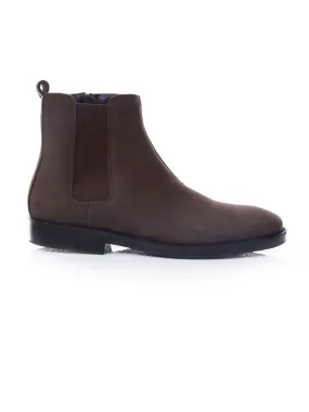 Chelsea Boots With Zipper - Coffee Nubuck Leather (Crepe Sole)