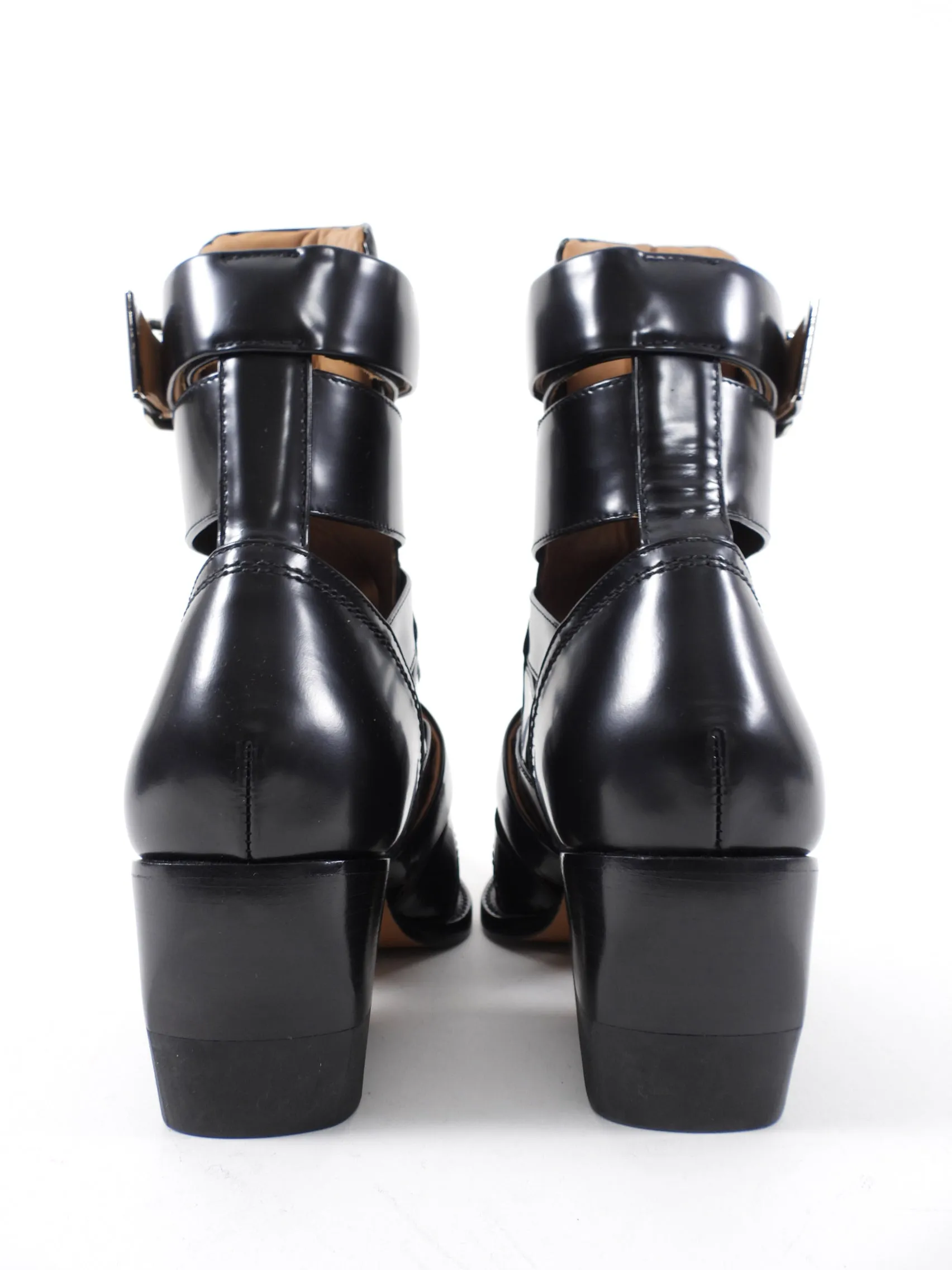 Chloe Black Glossed Leather Rylee Boots - 37