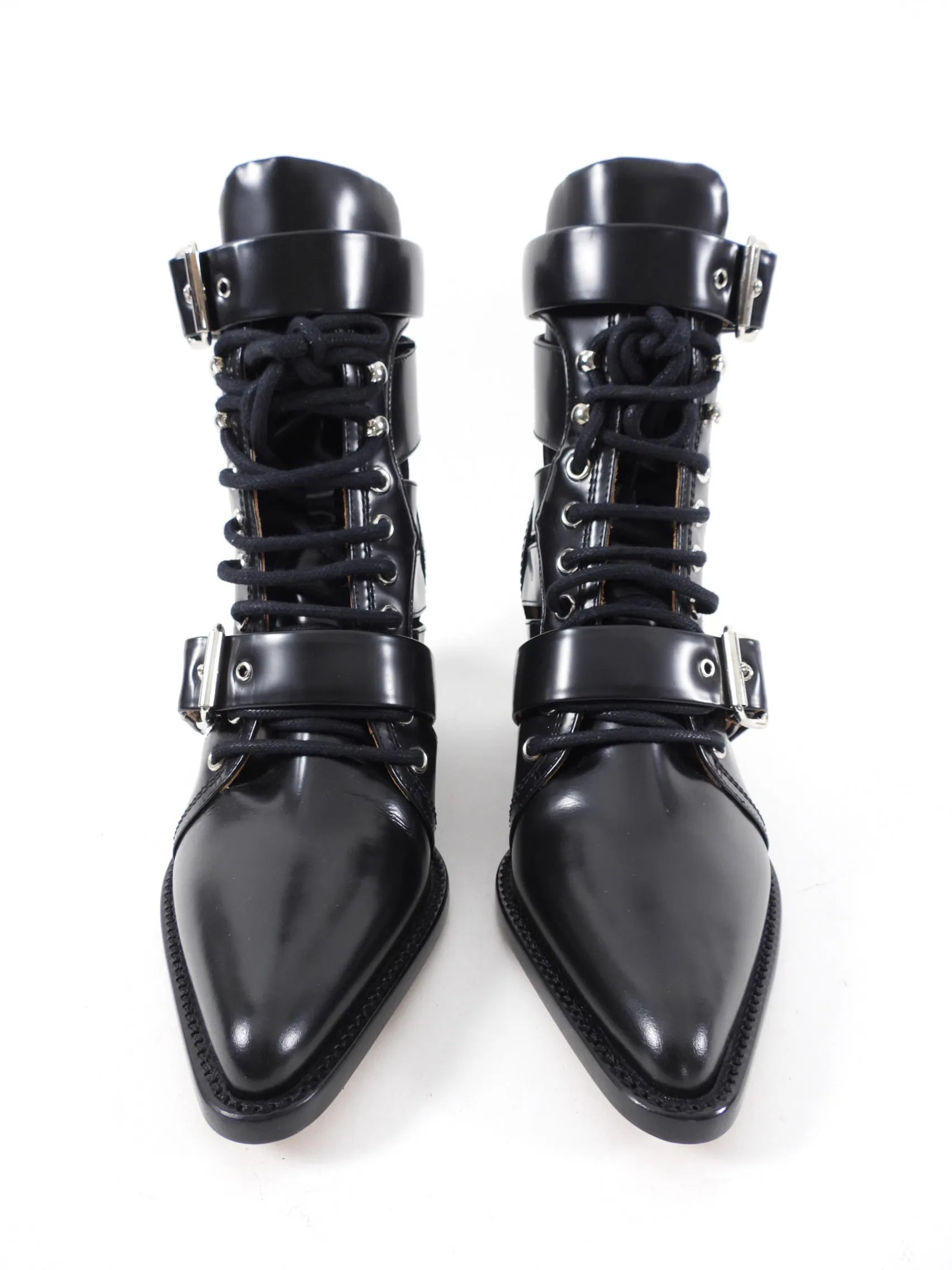 Chloe Black Glossed Leather Rylee Boots - 37