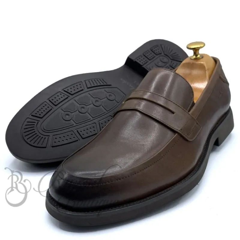 CLK leather mens penny loafers |Brown