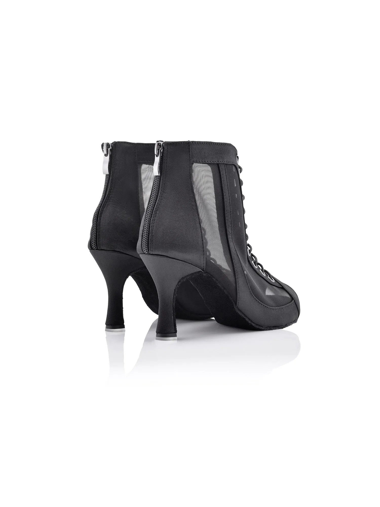 Dancin Boots in Black Satin With Small Net