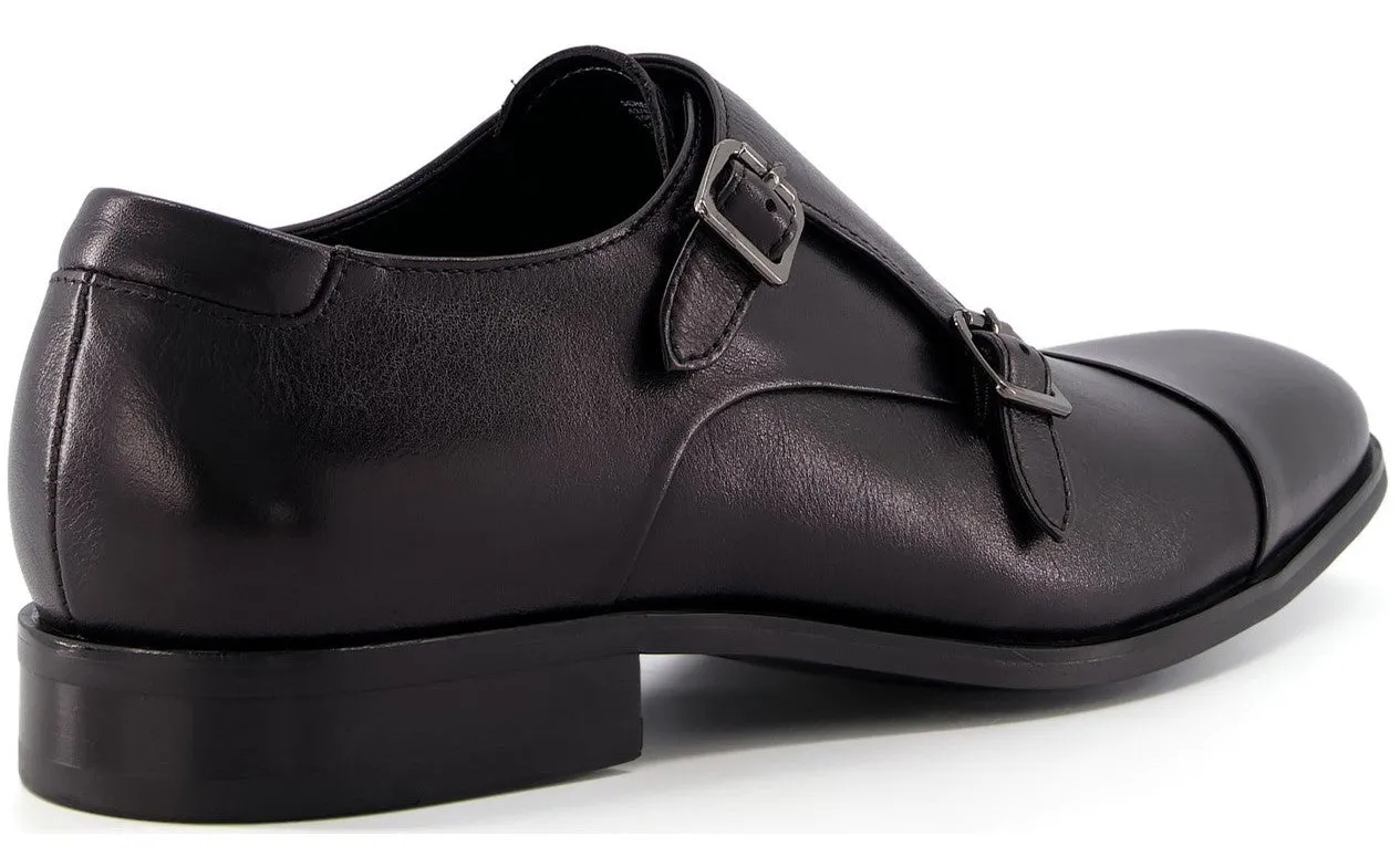 Stylish Dune Schemer Mens Leather Double Strap Monk Shoes – Classic Elegant Footwear