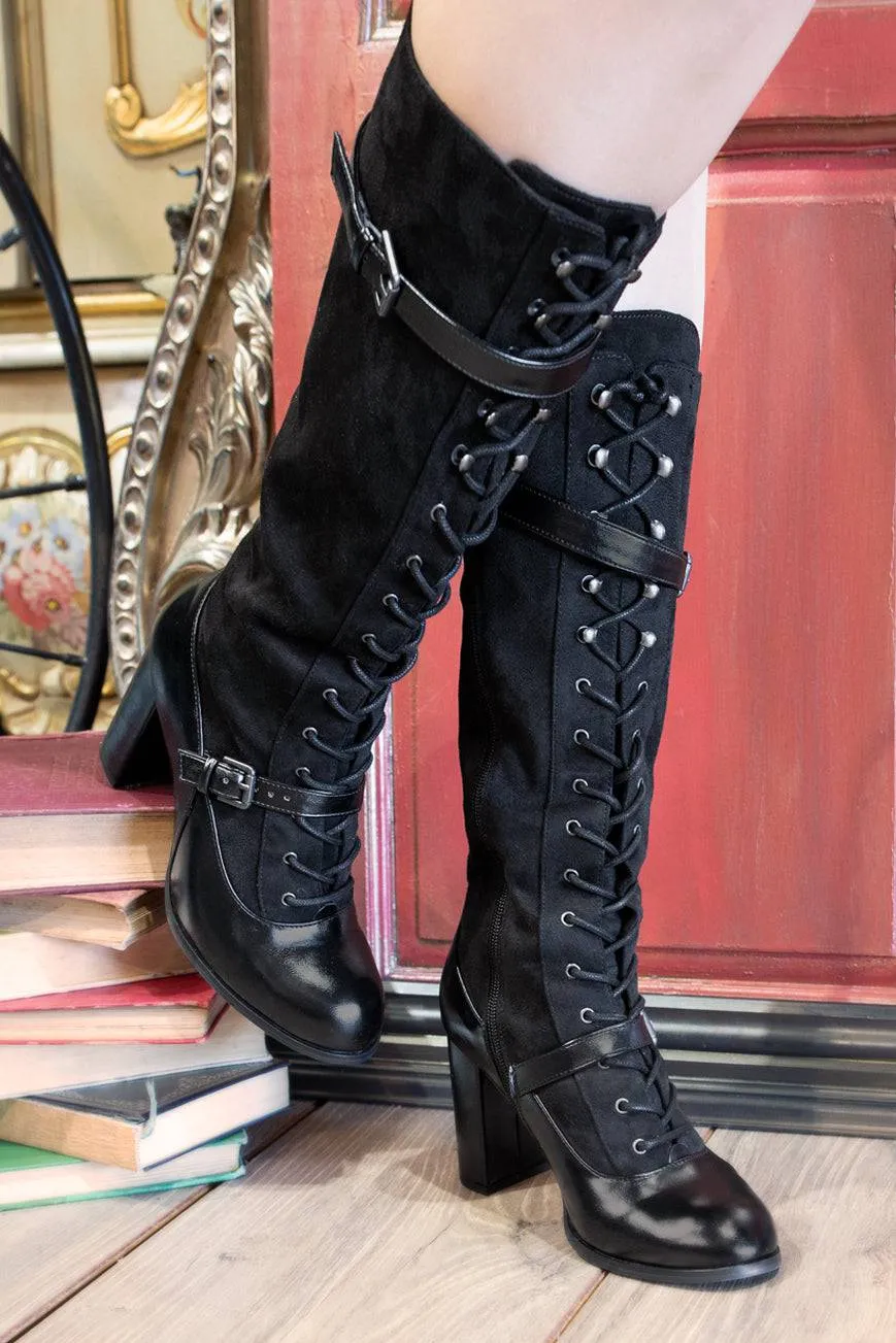 Dystopia Knee High Boots (Black)