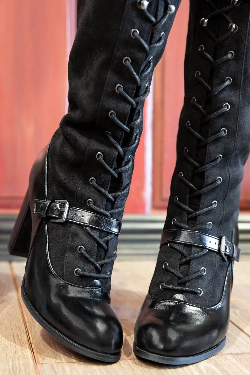 Dystopia Knee High Boots (Black)