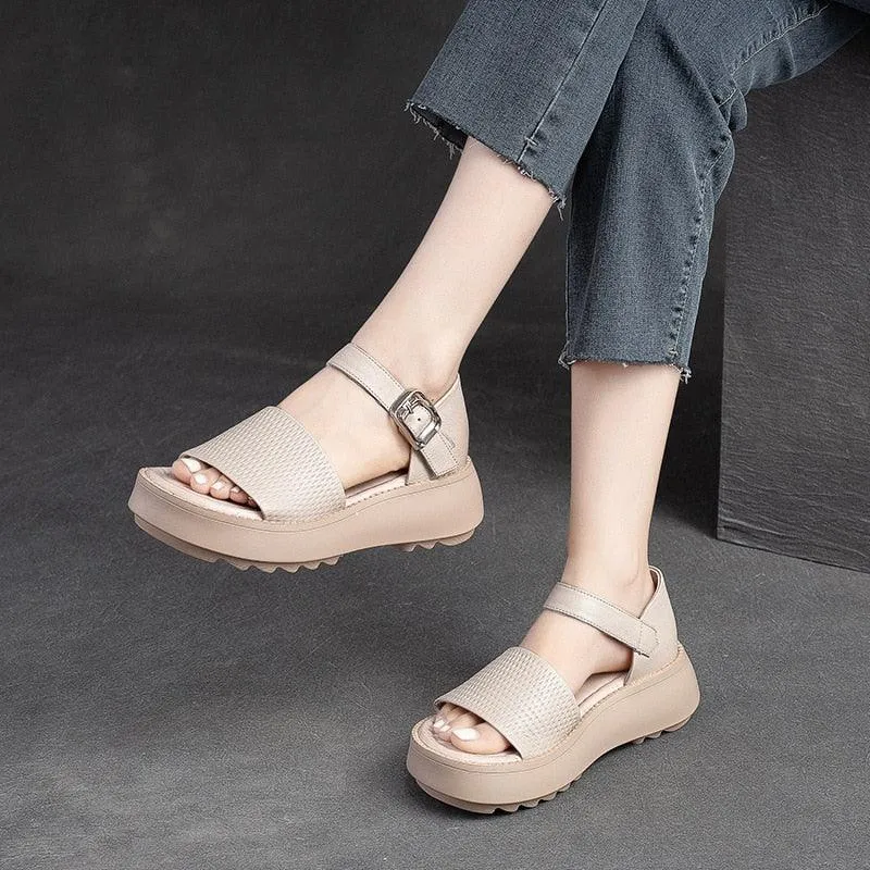 GR310 Roman Sandals: Leather Wedge Women's Casual Shoes