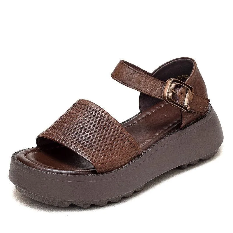 GR310 Roman Sandals: Leather Wedge Women's Casual Shoes