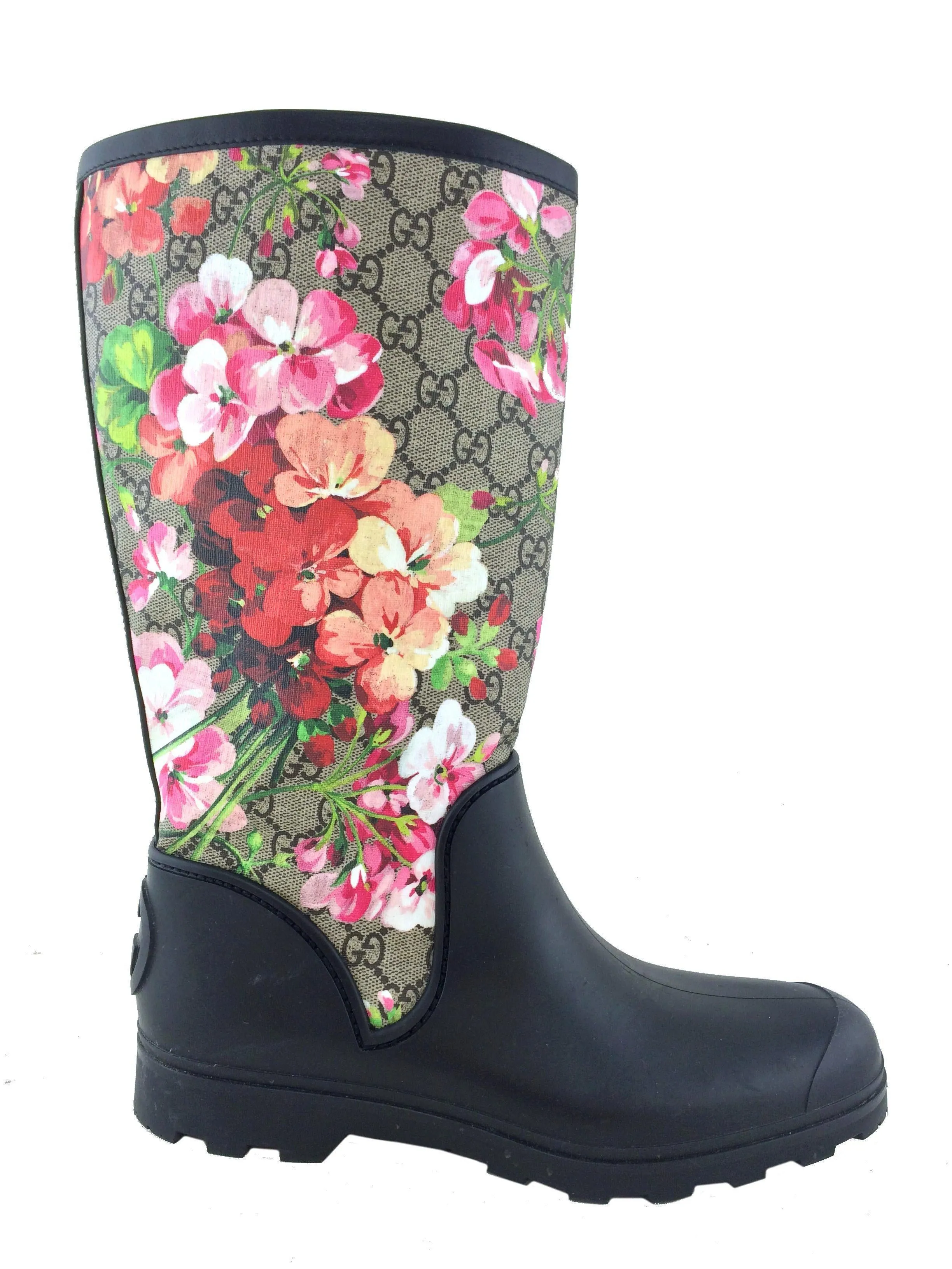 Gucci Prato GG Blooms Rain Boots Size 10