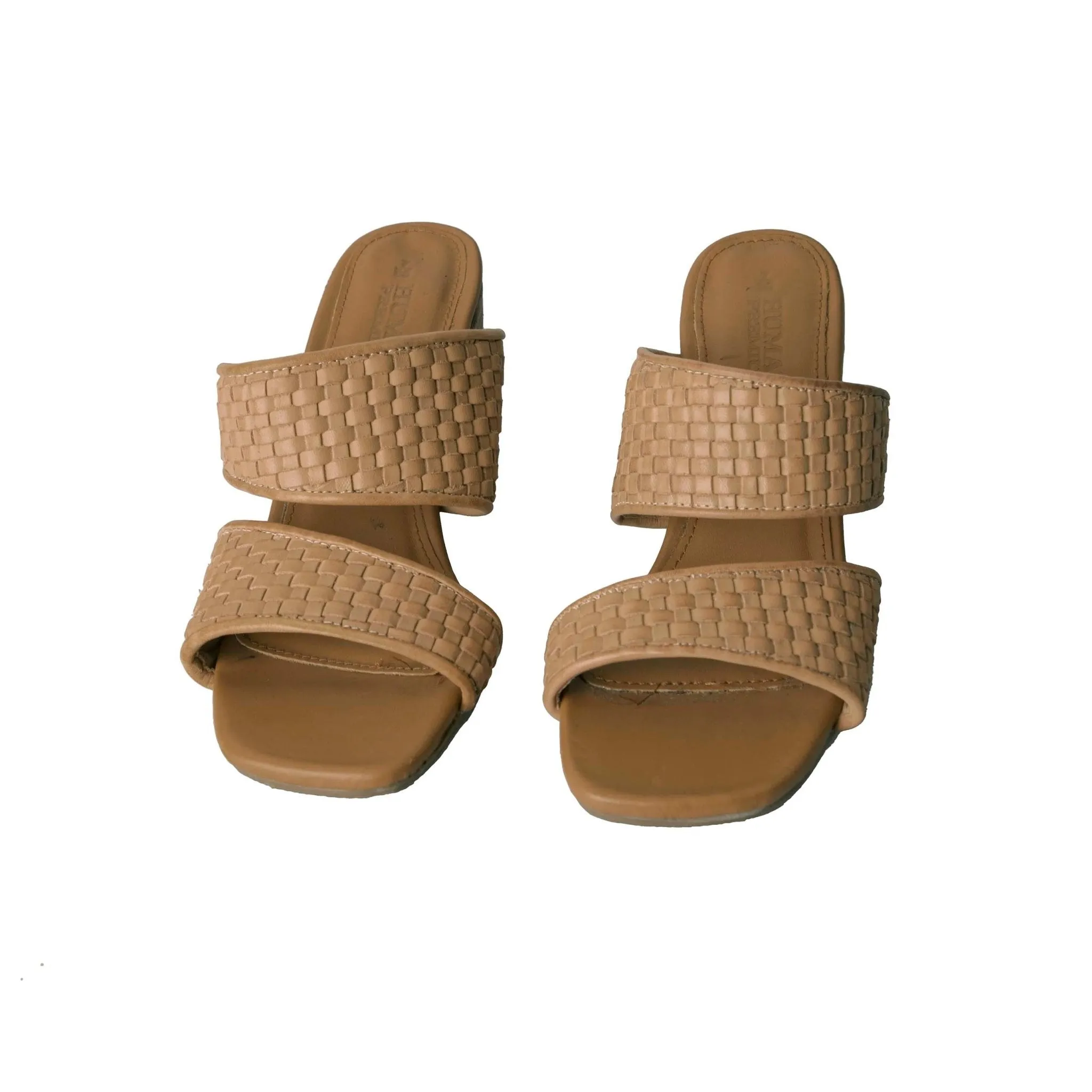 Human Shoes Abbe Leather Mid Heel in Natural Weave