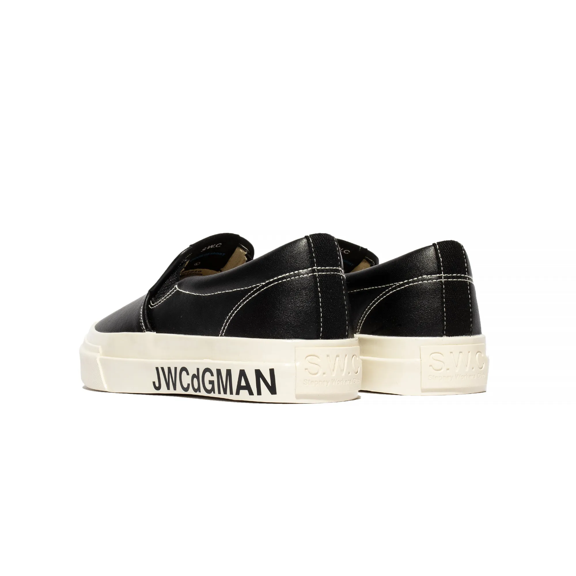 Junya Watanabe MAN X Stepney Workers Club Leather Slip On Shoes Black