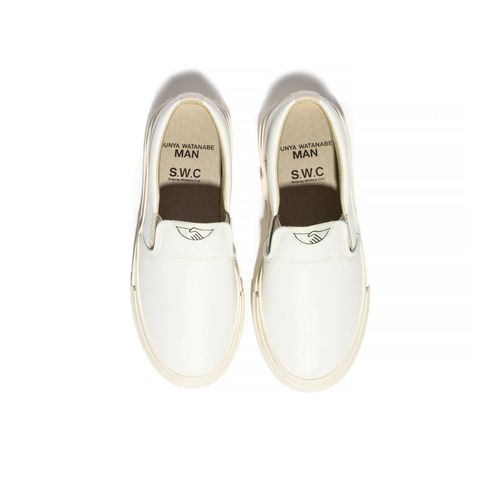 Junya Watanabe MAN X Stepney Workers Club Leather Slip On Shoes White