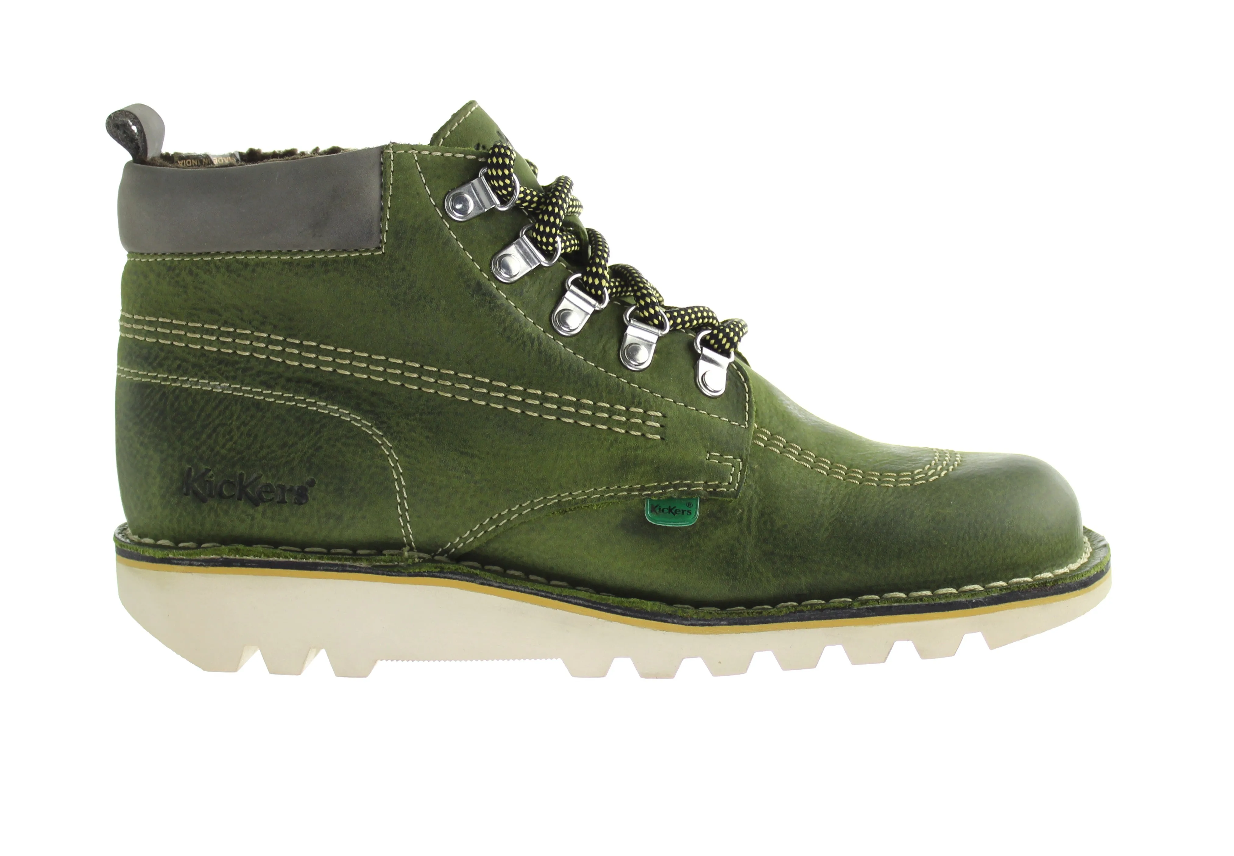 Kickers Mens Kick Hi Winterized Green Boots - Waterproof, Warm, Durable Footwear