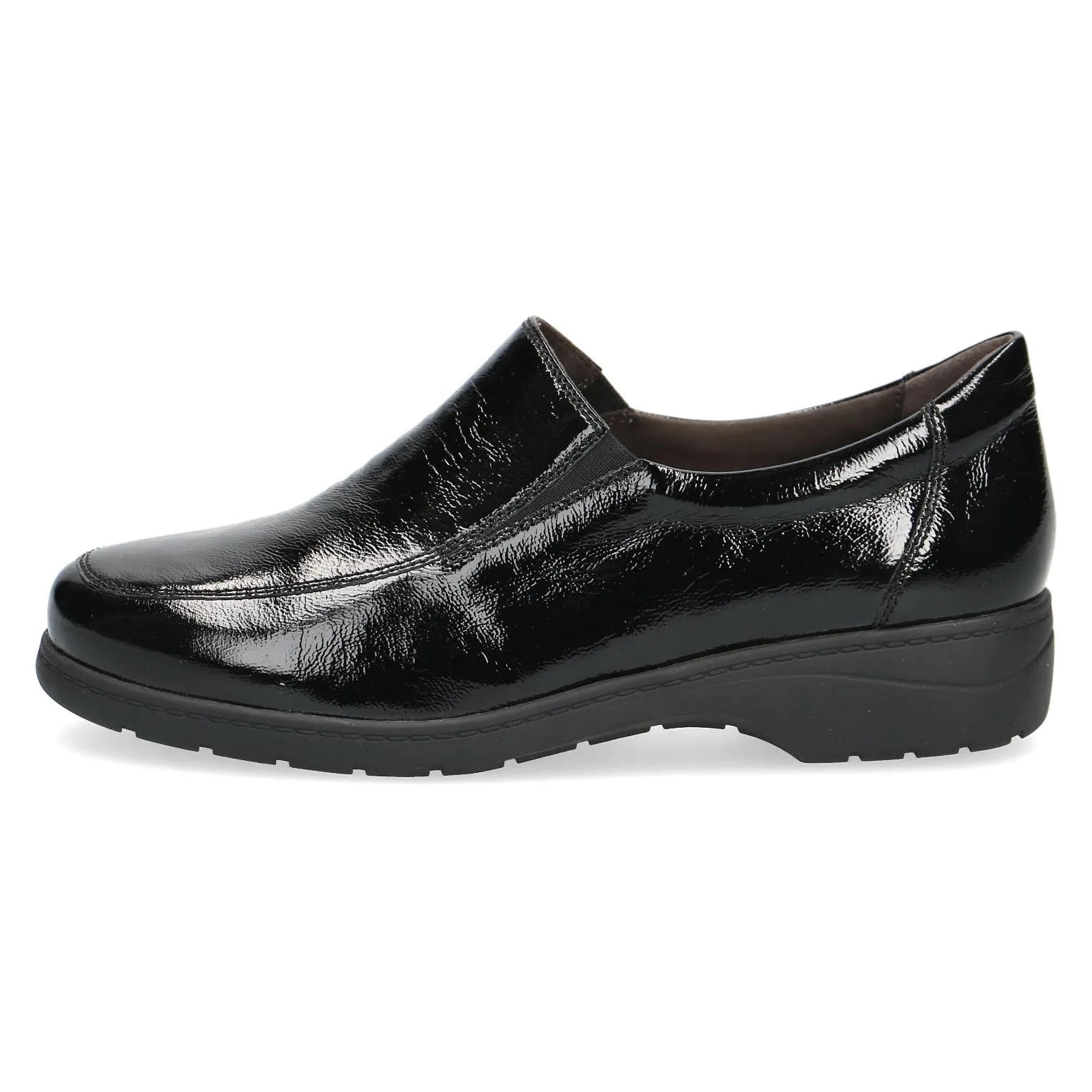 Ladies Caprice Black Patent Slip On Shoes Soft Leather sale