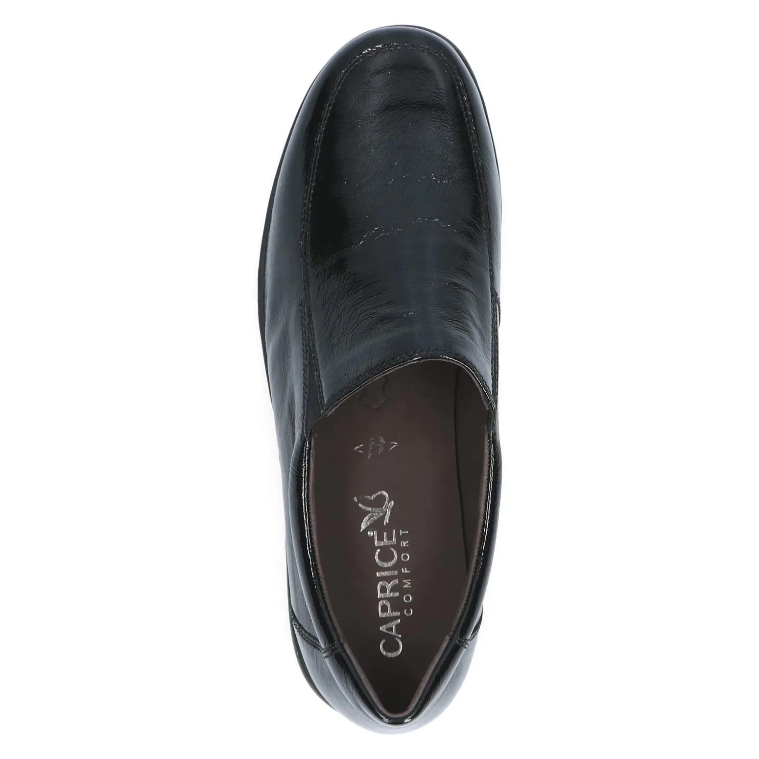 Ladies Caprice Black Patent Slip On Shoes Soft Leather sale