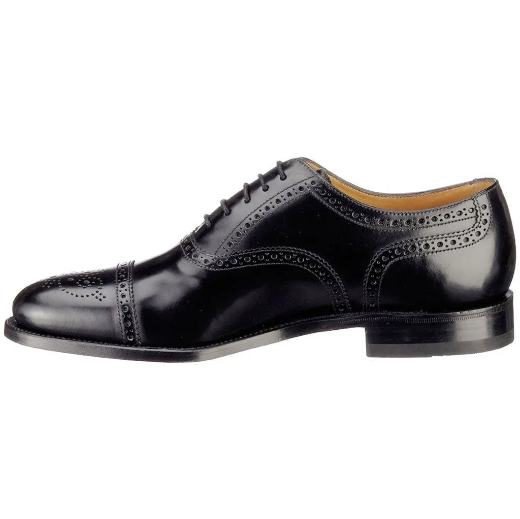 Loake 201 Black Mens Leather Semi-Brogue Formal Oxford Shoes - UK 8