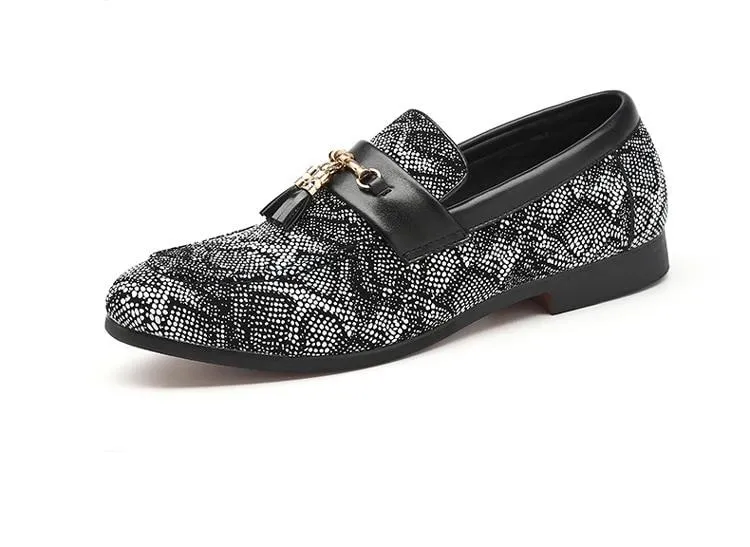 Luxury Tassel Snakeskin Pattern Leather Shoes