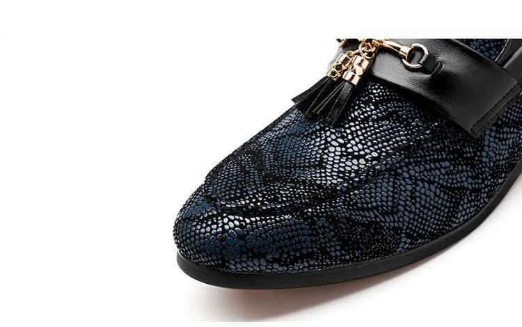 Luxury Tassel Snakeskin Pattern Leather Shoes