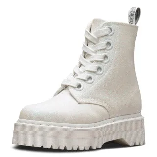 Molly White Glitter Platform Boots