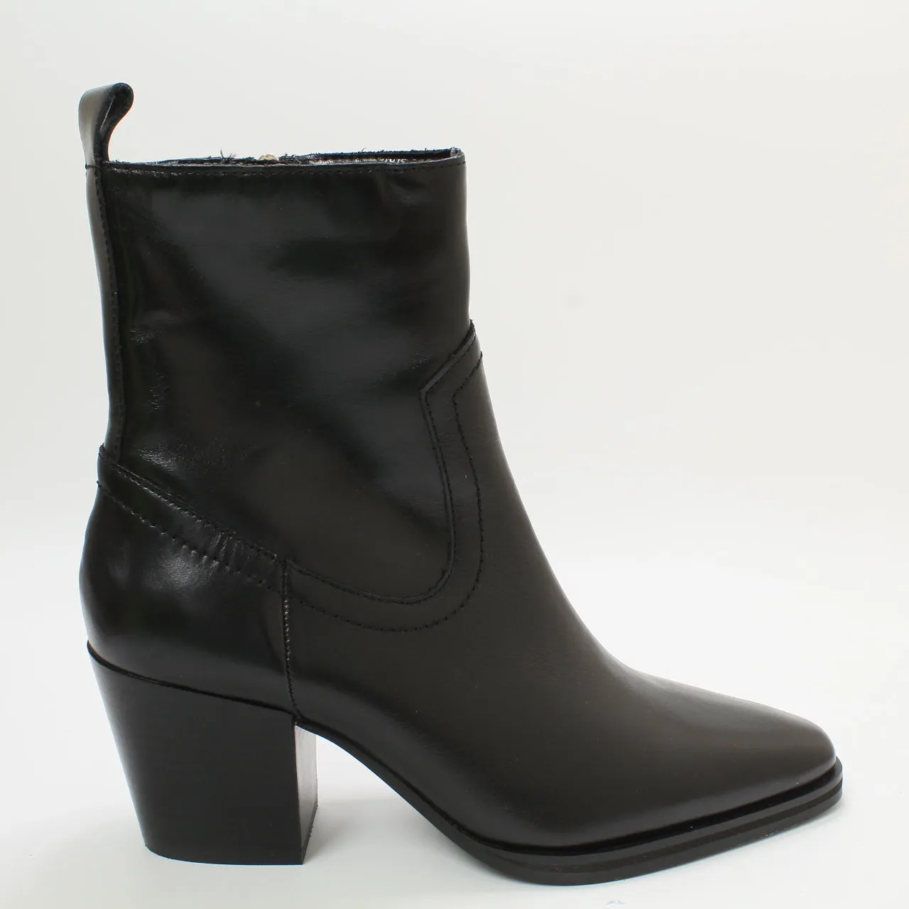 Odd Sizes - Womens Office Anika Western Ankle Boots Black Leather - UK Sizes Right 5/Left 6