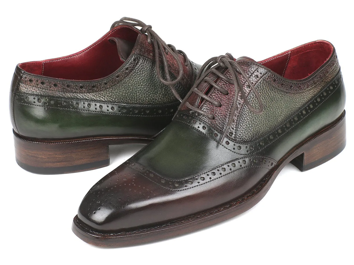 Paul Parkman Goodyear Welted Oxfords Brown & Green (ID#BW926GR)