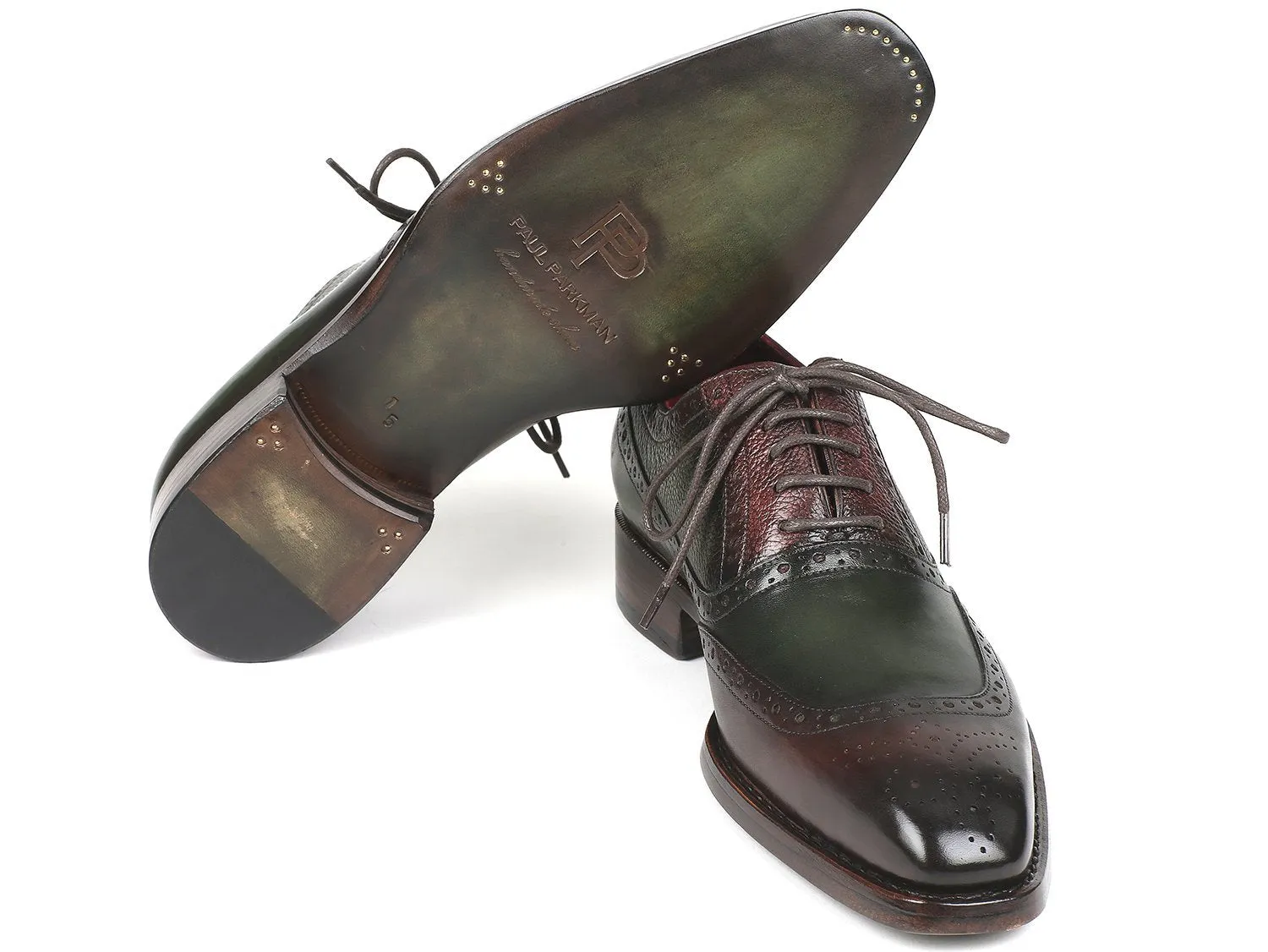 Paul Parkman Goodyear Welted Oxfords Brown & Green (ID#BW926GR)