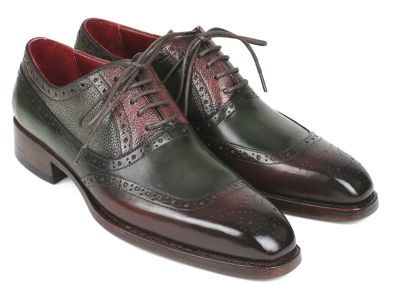 Paul Parkman Goodyear Welted Oxfords Brown & Green (ID#BW926GR)