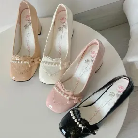 Preorder Pearl Bow Lolita High Heels - Kimi