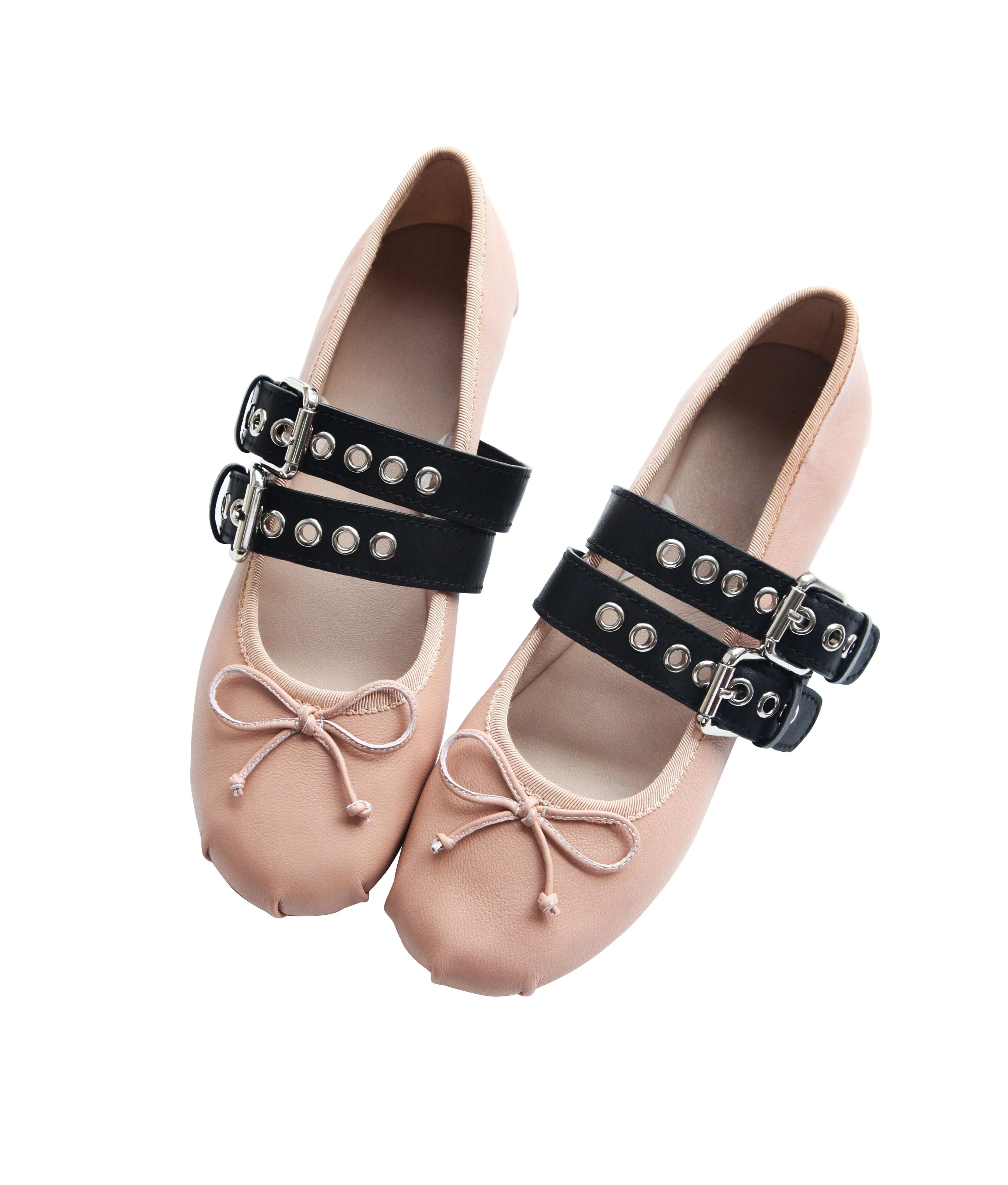 Rina Buckled Lace-up Ballet Flats