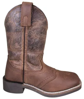 'Smoky Mountain' Children's Brandy Western Square Toe - Brown Oil Distress / Brown