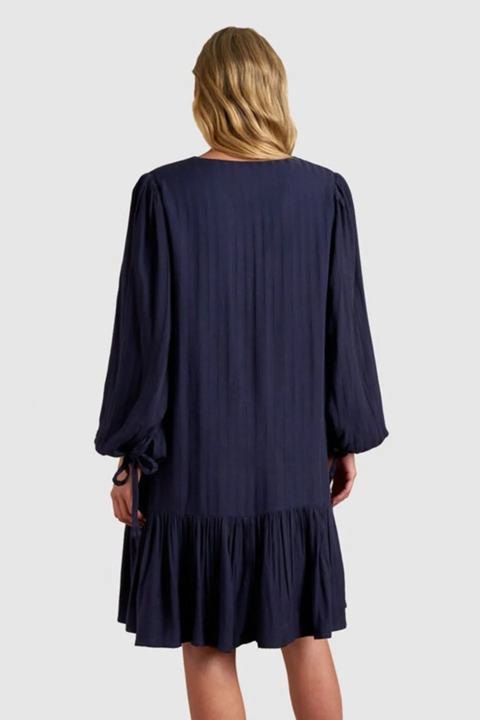 Sophia Smock LS Navy Mini Dress