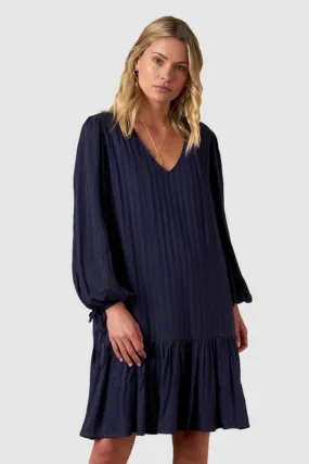 Sophia Smock LS Navy Mini Dress