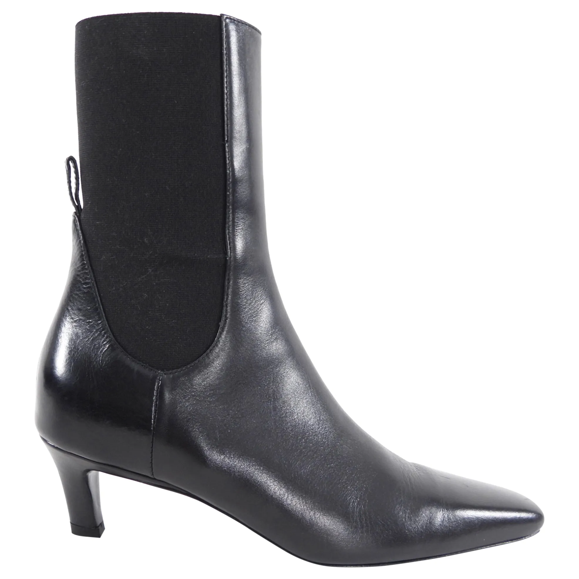 Toteme The Mid-Heel Black Leather Boots - 37