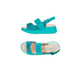 Wedge Sandal Intreccio Madreperla Turquoise