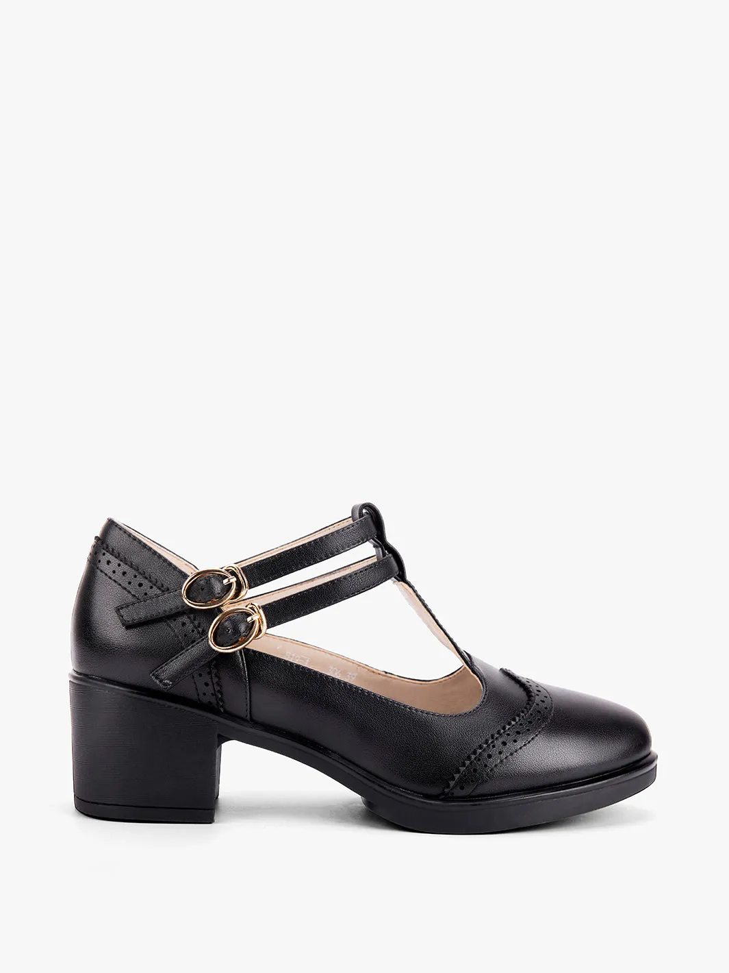 Women‘s Classic T-Strap Leather Shoes