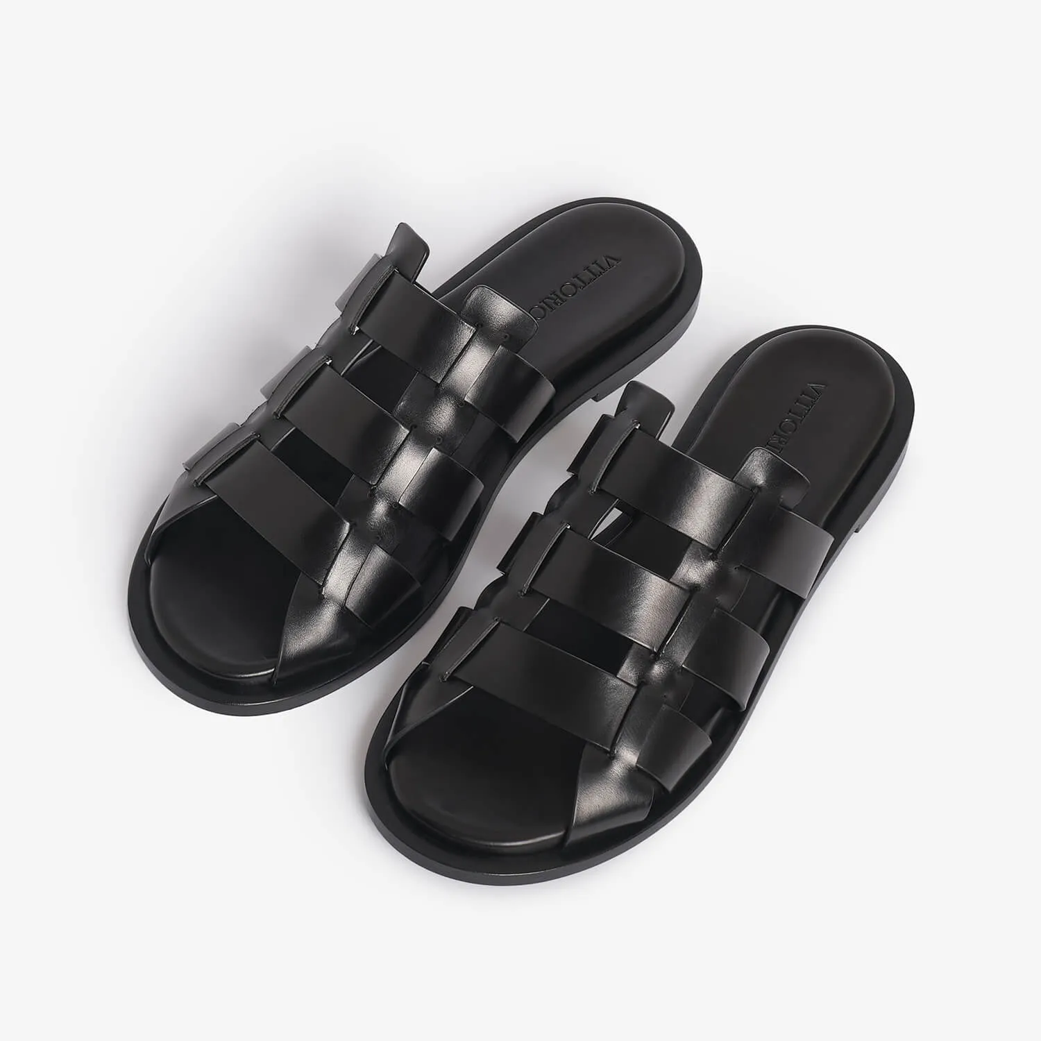 Women's leather slider sandal